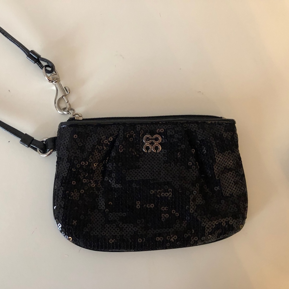 Black Sequin Coach Wristlet